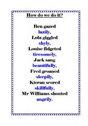 English Worksheet: adverb poem