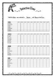 English Worksheet: Detective Clues