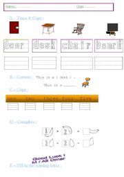 English Worksheet: classroom