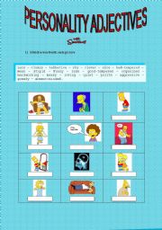 English Worksheet: personality adjectives with the Simpsons