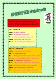 English Worksheet: Reported speech: introductory verbs.