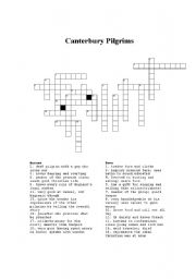 English Worksheet: Canterbury Pilgrims Crossword