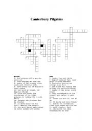 English worksheet: Canterbury Pilgrims Crossword