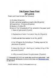 English worksheet: Job/Career Power Point 