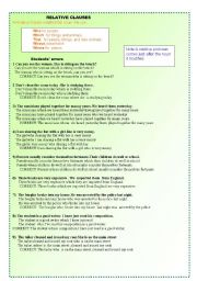 English Worksheet: RELATIVE CLAUSES