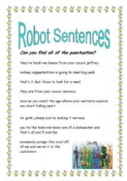 English worksheet: Robot Sentences