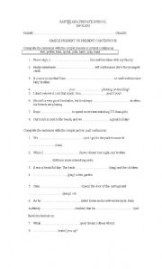 English Worksheet: simple present vs. present continuos 
