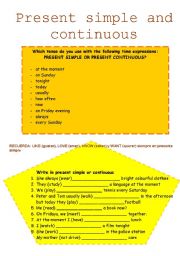 English worksheet: PRESENT SIMPLE AND CONTINUOUS