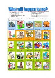 English Worksheet: Will-fortune teller cards-pair work