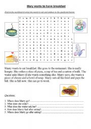 English worksheet: An exercise used to talk about food