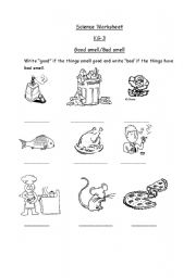 English worksheet: Good and bad smell.