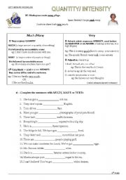 English Worksheet: quantity/Intensity