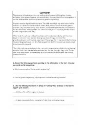 English Worksheet: CLONING