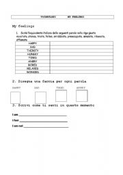 English worksheet: To BE    My feelings