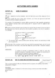 English worksheet: Activities using games