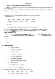 English worksheet: simple past tense worksheet