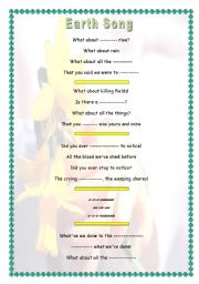 English Worksheet: Earth Day song