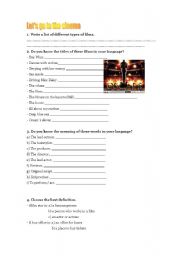English Worksheet: LETS GO TO THE CINEMA
