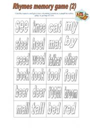 English Worksheet: rhymes memory game (2)