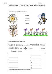 English Worksheet: months, seasons and weather