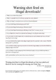 English Worksheet: Illegal Downloading, Pirate Bay The case (Daily Mail)