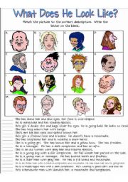 English Worksheet: `What Does He Look Like