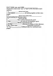 English worksheet: was/were worksheet