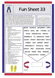 English Worksheet: Fun Sheet 33