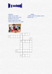 English worksheet: My school crossword