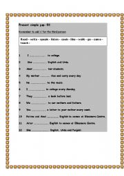 English worksheet: present simple 
