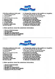 English Worksheet: to be PRESENT/PAST