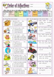 English Worksheet: Order of Adjectives