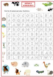 Animal wordsearch