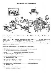 English Worksheet: vocabulary and prepositions