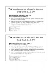 Personality Test on the topic of colours (your favourite colour) - 2 pages