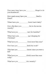 English Worksheet: Present Perfect - exercises