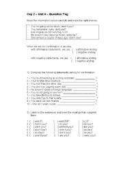 English Worksheet: question tag