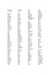 English Worksheet: ADJETIVES LIST