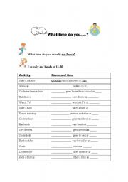 English worksheet: what time do you...?