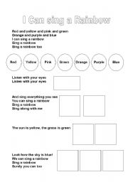 English worksheet: Rainbow song