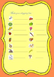 English Worksheet: Make your shopping list