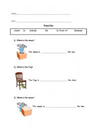 English worksheet: Simple Prepositions