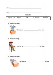English Worksheet: Simple Prepositions