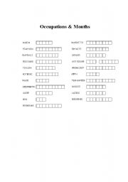 English worksheet: occupations and months