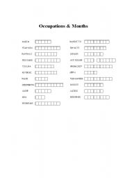 English Worksheet: occupations and months
