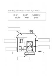 English Worksheet: Name each part of the House
