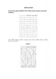 English worksheet: Word Search (simple past verbs)