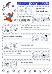 English Worksheet: PRESENT CONTINUOUS (6) (2 PAGES)