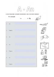 English worksheet: A- An 