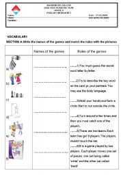 English worksheet: Games and Can